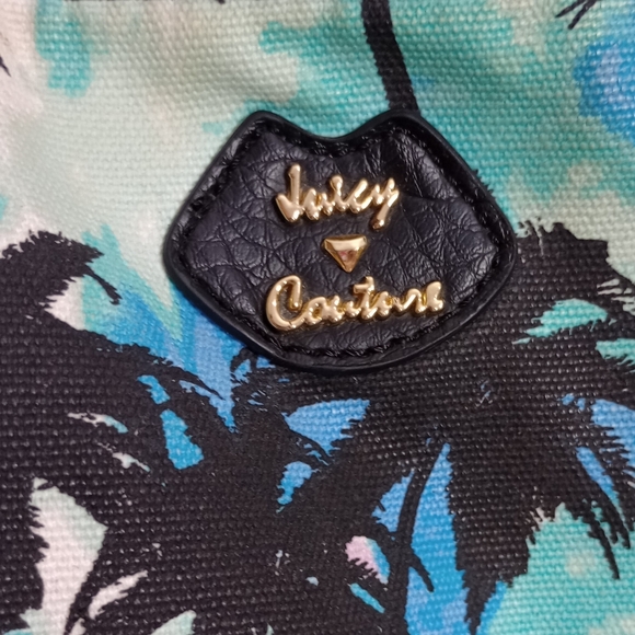Juicy Couture Black and Blue Palm Print Tote - Picture 3 of 6